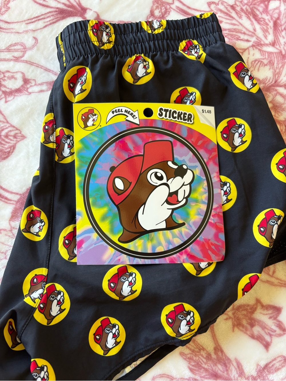 Buc-ee's Black Logo Track Shorts Small AND Logo Sticker - Picture 2 of 9